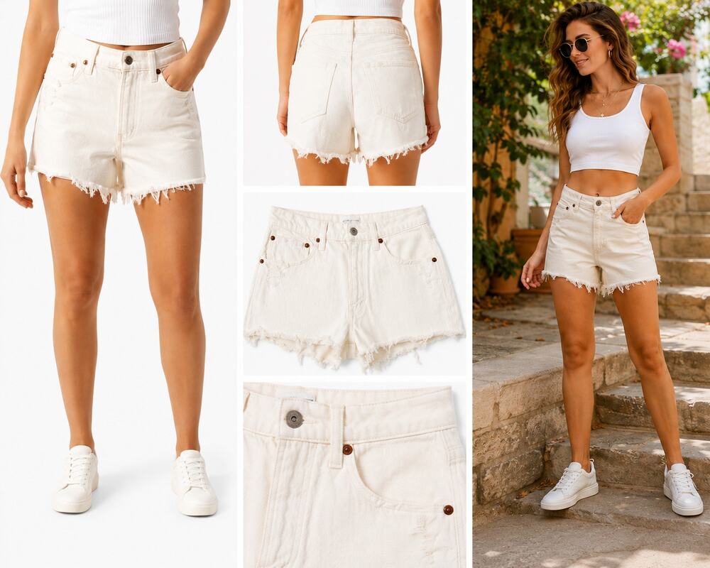 Abercrombie & Fitch Curve Love The Mom Short High Rise Denim Shorts
